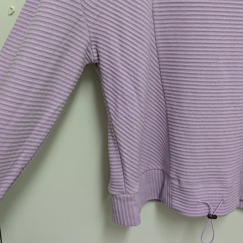 Simply Vera Wang Purple Ribbed Drawcord Pullover Athleisure Sweatshirt